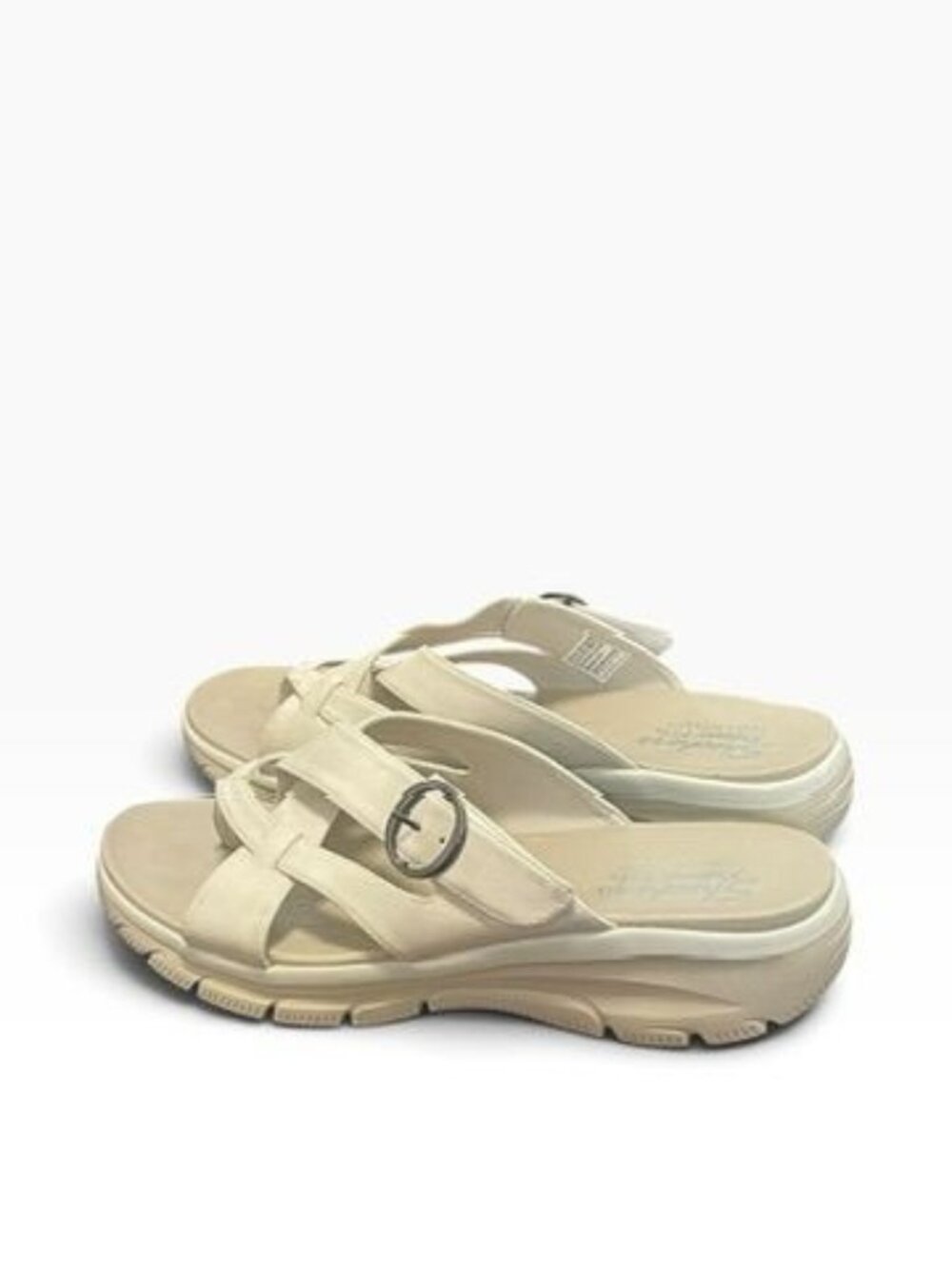 Skechers Relaxed Fit White Sandals Wedge Sole Comfort Casual Style Womens Size 1